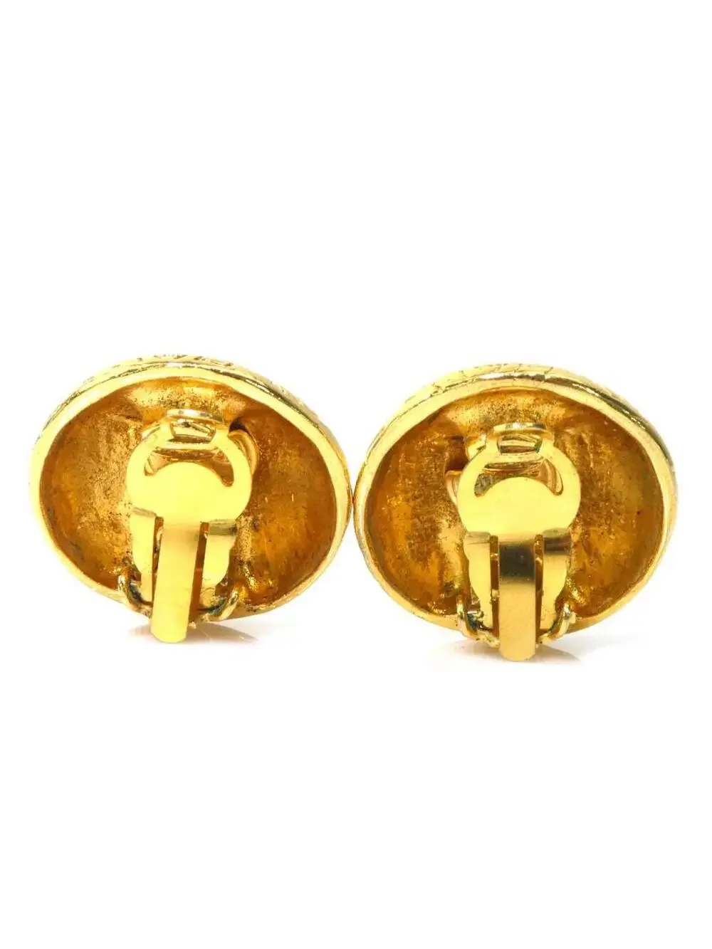Auth Chanel Logo Clip On Earrings Gold #293942C23B